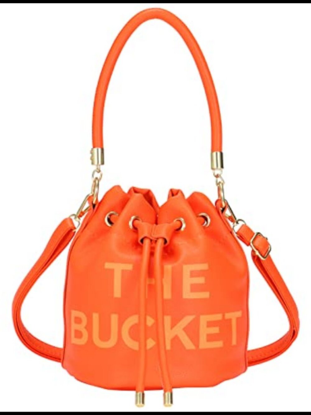 Mini PU Leather Bucket Bag Drawstring Crossbody Purse